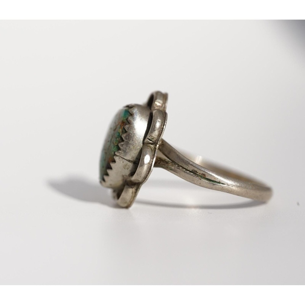 Old Pawn Native American Indian Sterling Silver Turquoise Ring - Size 6.75‎ - Picture 4 of 5